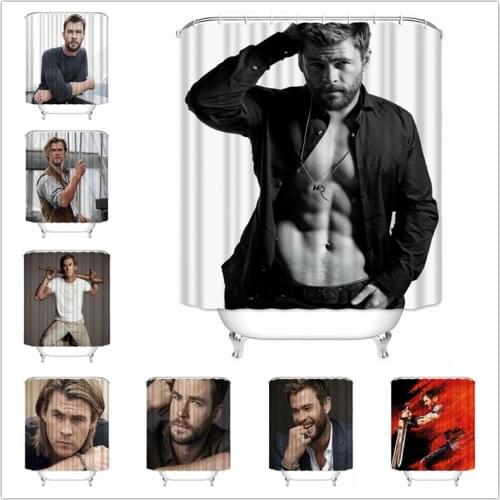 Musife Custom Chris Hemsworth Shower Curtain Waterproof Polyester Fabric Bathroom With Hooks DIY Home Decor