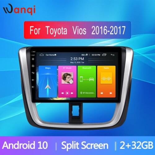 Wanqi 10.1inch Android10 Car Multimedia GPS Player Radio for Toyota Vios 2016 2017 Stereo SWC Split Screen WiFi NO DVD 2DIN