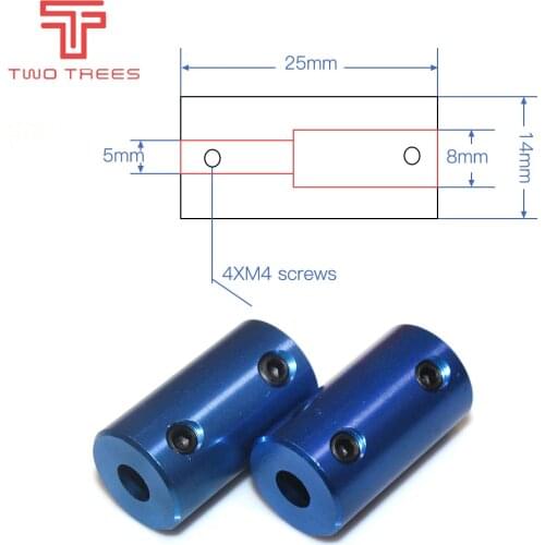 3D Printers Parts Flexible Shaft Coupler D14L25 Aluminum Coupling Bore 5x5/5x8mm Blue Rigid Screw Part For Stepper Motor