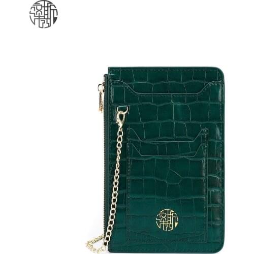 Zenos Fashion INS Phone Back Cover Card Holder Purse Alligator Embossed Pu Zipper Mobile Phone Bag