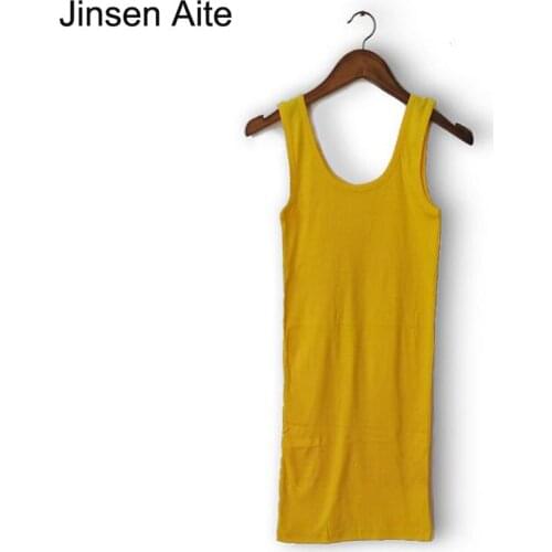 Jinsen Aite New Summer Dress Bodycon Slim Sexy Mini Candy Color Sexy Sleeveless Women Tank Party Dresses Vest Vestidos Hot JS562