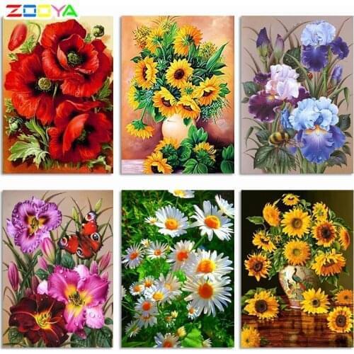 ZOOYA DIY 5D Diamond Painting Flowers Full Diamond Embroidery Flowers Diamond Mosaic Flower Rhinestone Pictures Home Decor R2009