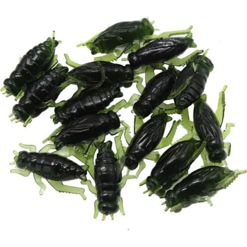10Pcs/lot Soft Worm Artificial Fishing Lure 0.7g 2.5cm Quality Lifelike Fake Green Cricket Insect Bait Fly Fishing Tackle Pesca