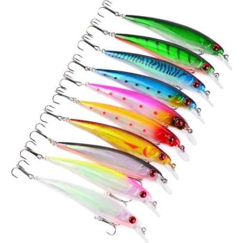 10PCS Sea Fishing Minnow Frashwater Fish Bass lure hook baits 11cm/13.5g