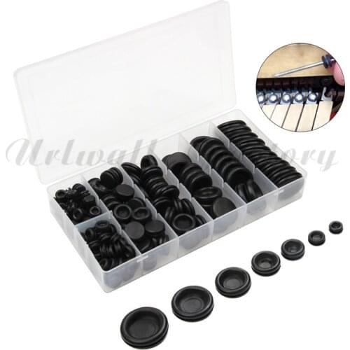 170PC Black Rubber Grommet Firewall Hole Plug Retaining Ring Set Car Electrical Wire Gasket Kit For Cylinder Valve Water Pipe
