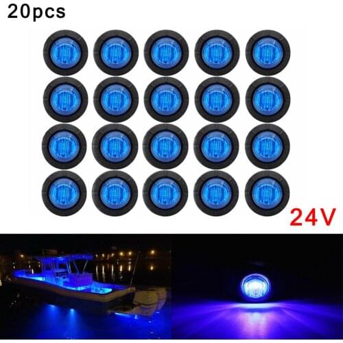20pcs 3/4 Inch Round LED Side Marker Indicator Lights Truck Trailer Side Clearance Marker Lamp 24V DC LED Lights