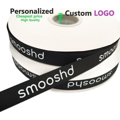 23MM Custom Printed Gift Clothing Black Satin Ribbon For Wrapping Jewelry Box
