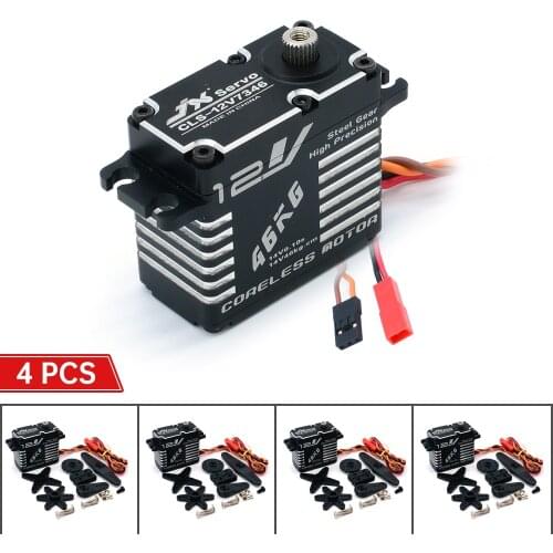 4PCS JX CLS-12V7346 46kg Coreless High Precision Steel Gear Full CNC Digital Servo For RC Robot Car