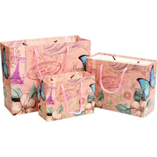 50pcs Fashion Gift Bags Wedding Favours Paperboard Gift bags with Handle Flowers Handbags