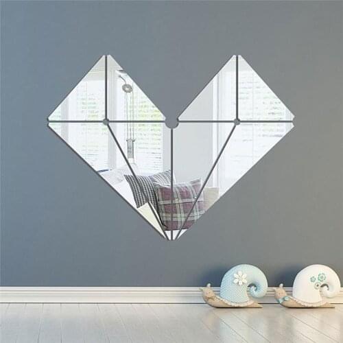 Heart Home Decor for Walls Living Room Acrylic Mirror Sticker Decoration Panel Self Adhesive 3D Wall Stickers Room Decor DIY