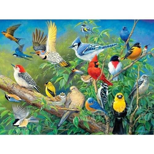 Full square garden drill 5d diy diamond painting bird landscape tree rhinestone needlework diamond embroidery animal