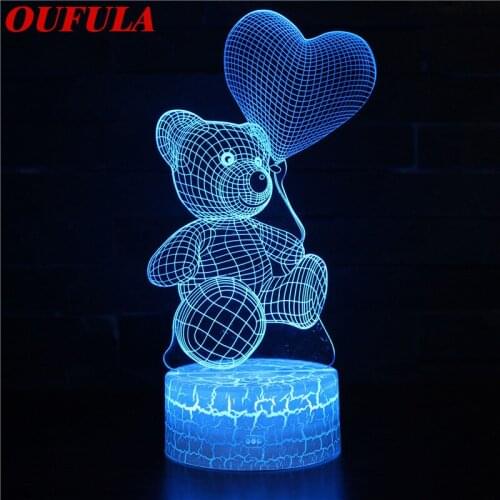 AOSONG Night LED Lights Novelty 3D lamp Cute Toy Gift 7 Color Cartoon Atmosphere Lamp For Children Kids Room