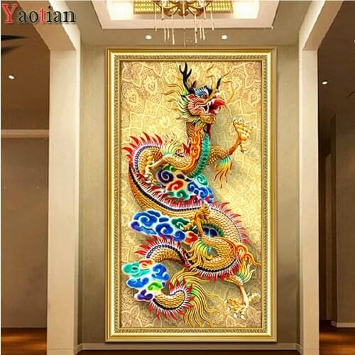Large Diamond Embroidery 5d Chinese dragon DIY Diamond Painting Full Square Mosaic Diamond Art Kits Aisle Corridor Decoration