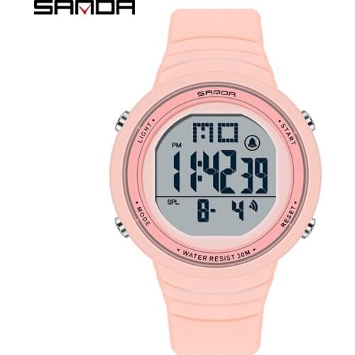 SANDA Fashion Brand Sports Men Women Watches Fashion Casual Waterproof LED Digital Watch Female Wristwatches Women Clock 9002