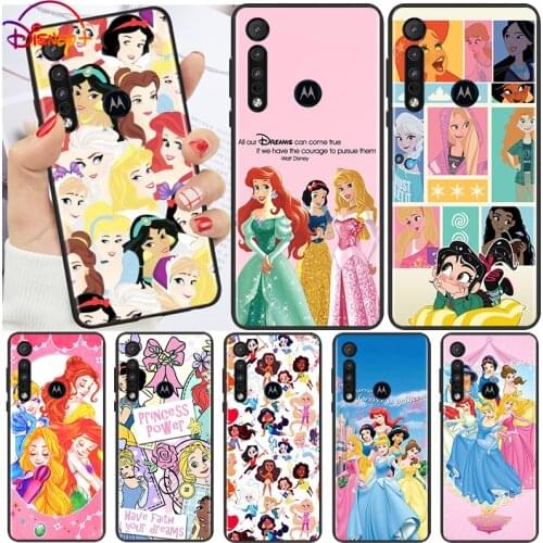 Disney cute princess For Motorola G9 G8 G Edge One E7 E6 Power Lite Marco Hyper Fusion Plus Play Black Soft Phone Case TPU