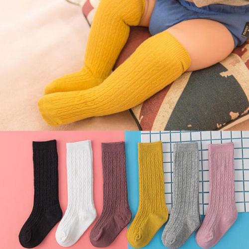 Citgeett Solid Popular baby toddler cotton knee high socks stockings warm stockings 0-3Y