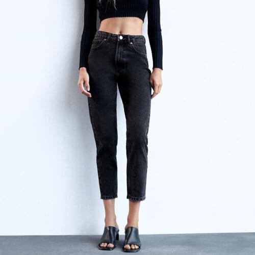Nlzgmsj Za Women 2021 Loose Straight Jeans Pants Vintage High Waist Black Jeans New Autumn Femme Ankle Length Denim Jeans 202107