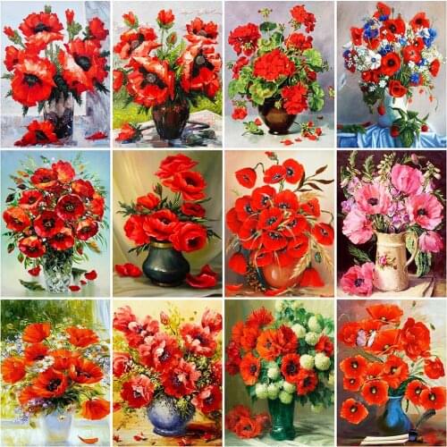 Evershine Diamond Painting Poppy Full Square Diamond Embroidery Sale Flower Cross Stitch Rhinestones Pictures Home Decoration