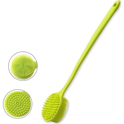 Flexible Silica Gel Brush Body Long Handle Double-Sided Bath Shower Brush Multifunctional Back Massage Body Scrub Brush