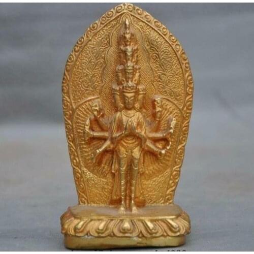 Tibetan Buddhism temple brass 1000 arms Kwan-yin Guan Yin Goddess buddha statue