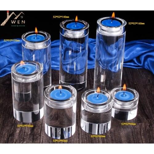 IMUWEN K9 Crystal Candle Holder Delicate Round Candle Stand Center Table Candlestick For Party Gift Home Decoration