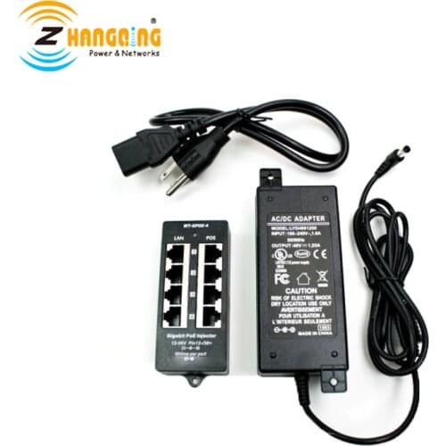 100Mbps 4port PoE Injector With 48V 60W Power Supply For Networking IP Camera, IP Phone, WiFi Access Ponit, MikroTik Accessories