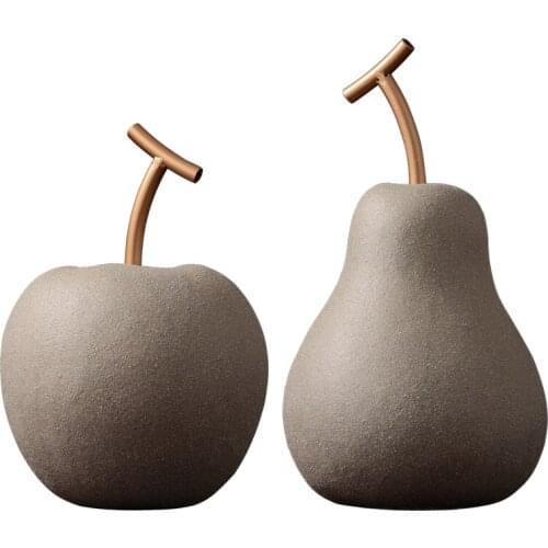 Creative abstract apple pear ceramic sculpture decoration Unique retro art fruit ceramic craft decoration