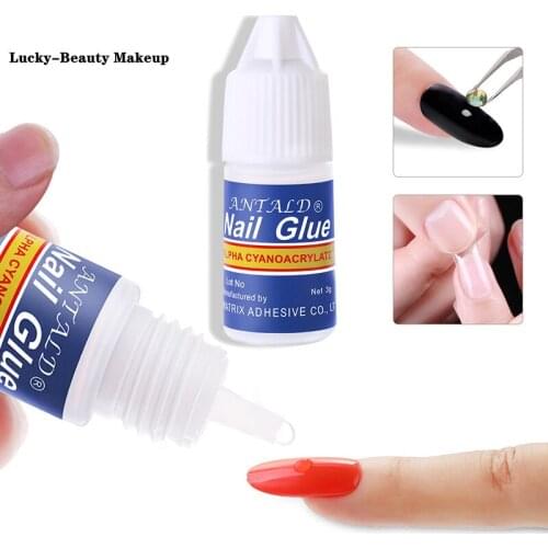 Lucky-Beauty 1pcs 3g Fast drying Nail art glue tips glitter UV acrylic Rhinestones decorations nail glue false tip manicure tool