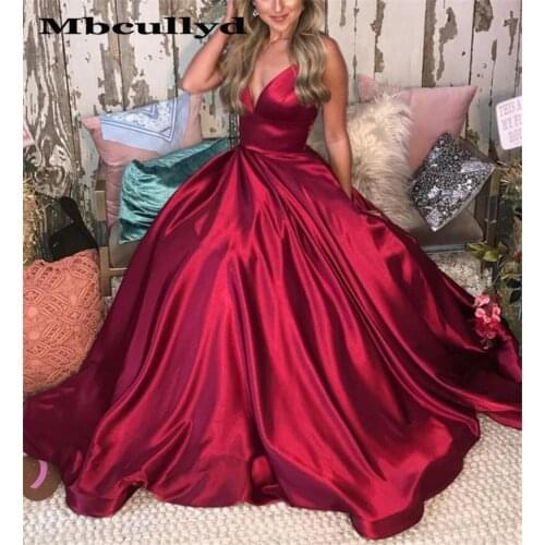 Mbcullyd Red Prom Dresses For Women 2020 Long Elegant A Line Formal Evening Dress Party Gown Cheap Vestidos de fiesta de noche