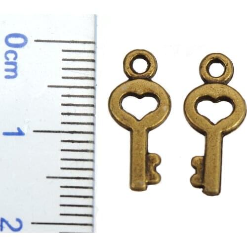 Fashion Charms Suspension Earring Made Metal 15x7mm Key Little Love Heart DIY Customize Jewelery Parts Decoration Bibelot 100pcs