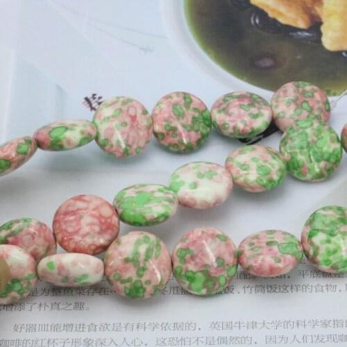 Coin shape Riverstones loose beads 16mm DIY 15" women jewelry making design gift wholesale