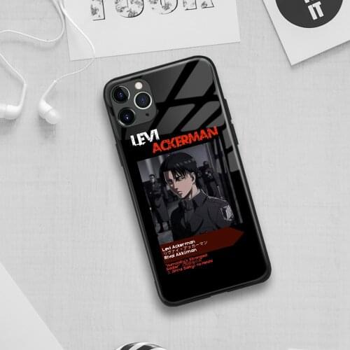 Levi Ackerman Attack on Titan anime Soft Silicone Glass Phone Case for IPhone SE 6s 7 8 Plus X Xr Xs 11 12 Mini Pro Max Samsung
