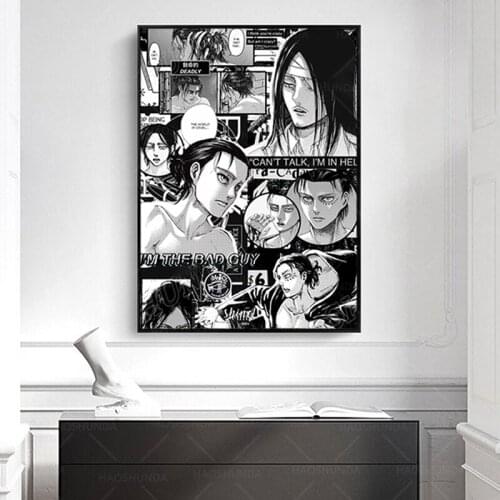 Shingeki No Kyojin Eren Yeager Attack on Titan Canvas Painting Decor Wall Art Pictures Home Living Room Decoration Prints Poster