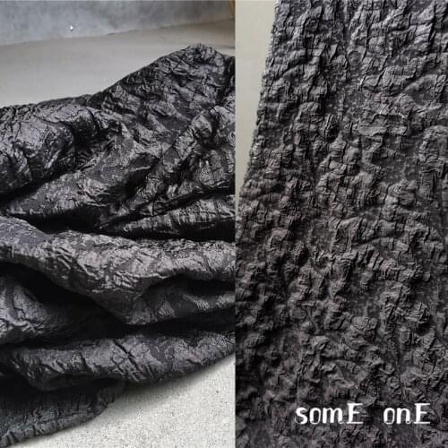 Fabric Redesign Jacquard Pleated Cloth Black Concave Convex Texture DIY Patchwork Decor Dress Clothes Designer Fabric 50*140cm