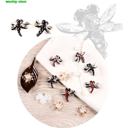 New High-quality Embroidery Hand beading patch Rhinestone Dragonfly applique by sew-on DIY handmade 1 order=3 pairs