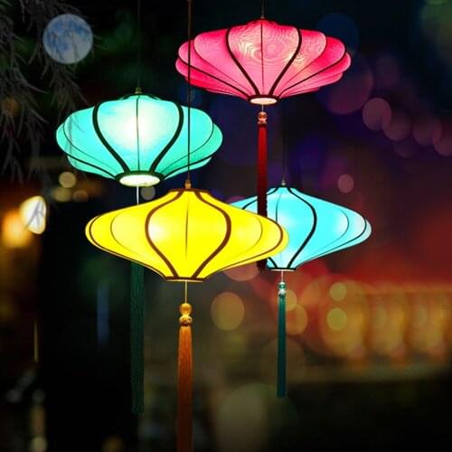 New Chinese fabric lantern pendant lamps classical living room modern pendant light bedroom study hotel Pendant lighting PA0321