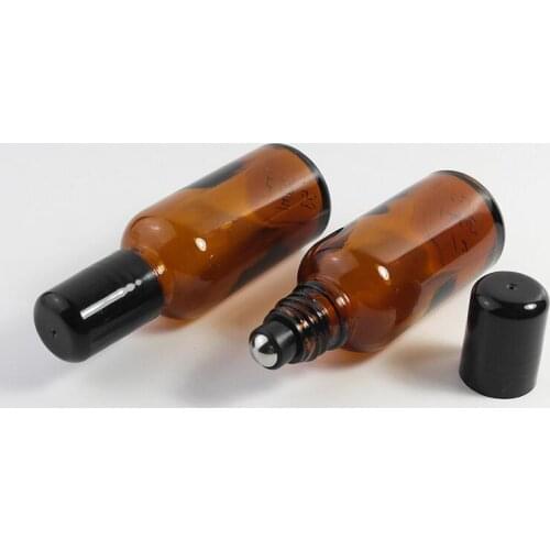 Wholesale 30ml Amber Roll On Perfume Glass Bottle Brown Roll-on Vials With Metal/Glass Roller Ball