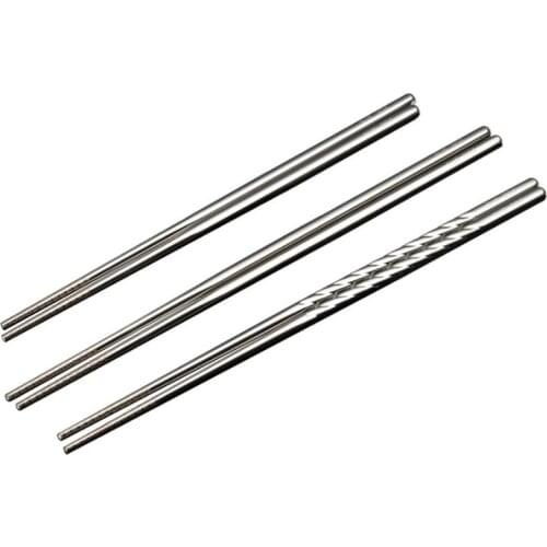 A Pair 304 Stainless Steel Japanese Chopsticks Kawaii Metal Flat Food Sticks Sticks to Eat Sushi Kitchen Gadget Sets Dinner Set