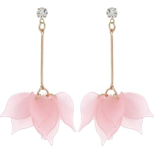 Fashion Womens Long Statement Flower Petals Dangle Earrings Jewelry Accessory Trend Tassel Earrings For Women