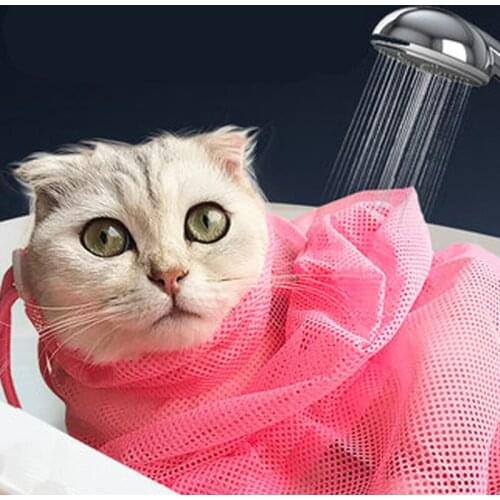 Mesh Cat Bathing Bag Cats Grooming Washing Bags Cat Bath Clean Bag No Scratching Bite Restraint Cat Supplies Nail Cutting YT0015