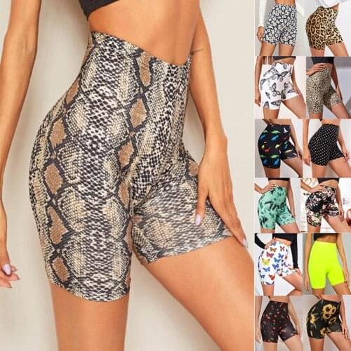 2021 High Waist Push Up Yoga Shorts Scrunch Butt Seamless Sunflower Leopard Print Running Shorts Gym Fitness Elastic Shorts