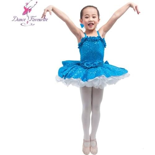Light sea blue sequin spandex bodice girl ballet tutu stager performance dance costume ballerina dance tutu
