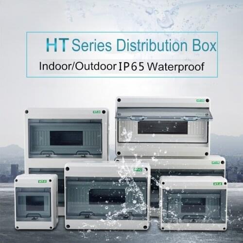 HT Series In/Outdoor Waterproof Power Distribution Box 5/8/12/15/18/24 Way Circuit Breaker Electrical Wiring Panel Junction Box