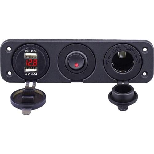 12V-14V Dual USB Charger 4.2A & LED Voltage display meter 12V Power Outlet ON-Off Rocker for Car Marin