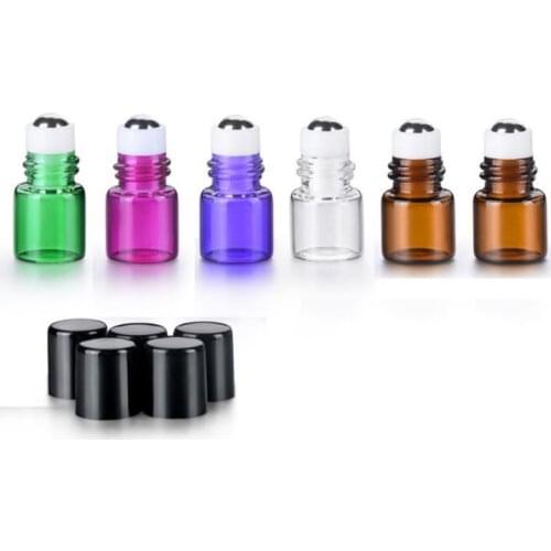 1ml 2ml Mini roll on roller bottles for essential oil roll-on refillable perfume bottle deodorant container with black lid SN295