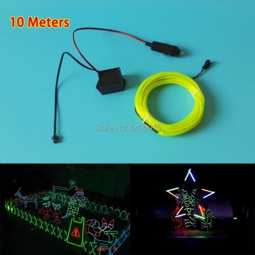 10Meters 2.3mm EL Wire Powered by DC12V Driver Flexible LED Strip Neon Holiday Lighting For Festival Holiday DIY Decoration