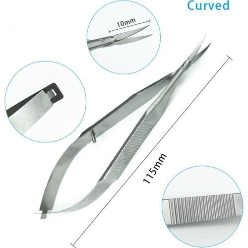 115mm Stainless Steel Ophthalmic Trabecular Scissors Animal Experiment Vascular Scissors Ophthalmic Tool