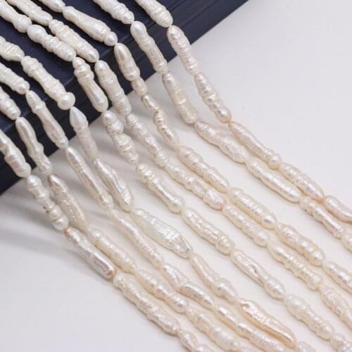 15pcs Natural Strip Baroque Pearl Beads Vertical Perforated Spacer Bead for Jewelry Making DIY Women Necklace Earrings Crafts