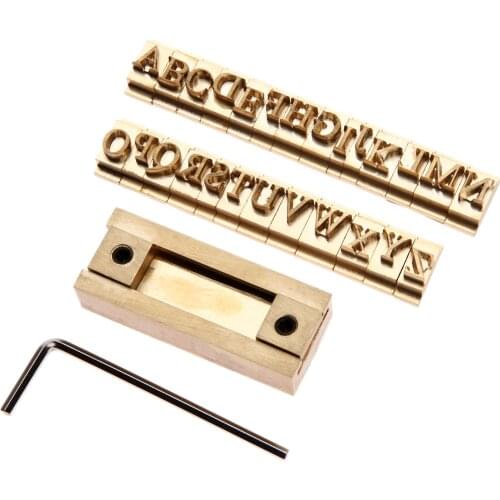 27pcs/lot Capital Letters Molds+T-Slot Fixture Holder Times New Roman Brass Stamp A-Z Craving Tool Iron Press Leather/Wood/Food