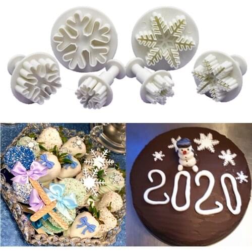 3pcs Sugarcraft Cake Decorating Tools Fondant Plunger Cutters Tools Cookie Biscuit Cake Snowflake Mold Set Baking Accessories